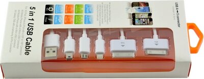 WPower 5 az 1-ben USB2.0 töltőkábel Fehér