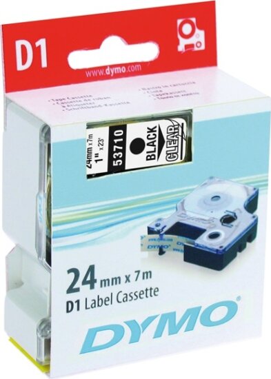 DYMO LM D1 Feliratozógép szalag 24mm fekete / víztiszta alap