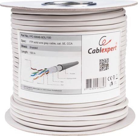 Gembird CAT5e fali merev árnyékolt UTP kábel 100m - Szürke