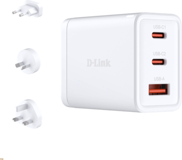 D-link EU/UK/USA Utazó Hálózati Gyorstöltő Adapter 65W - Fehér