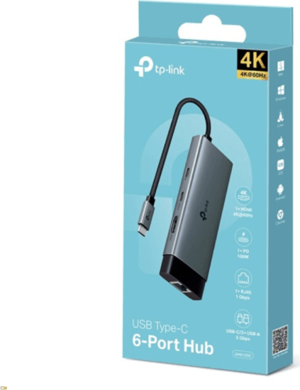 TP-Link UH6120C 6-port USB-C HUB 100W (1xHDMI + 1xLAN + 1xPD + 3xUSB)