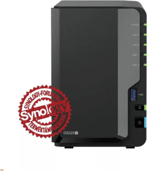 Synology DS225 2-rekeszes NAS hálózati adattároló + 2x 2TB HDD
