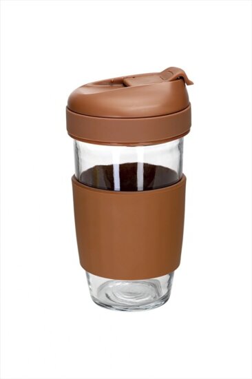 TOO-KT-614 Utazó Termosz bögre 480ml - Barna / Átlátszó TOO-KT-614 Utazó Termosz bögre 480ml - Barna / Átlátszó