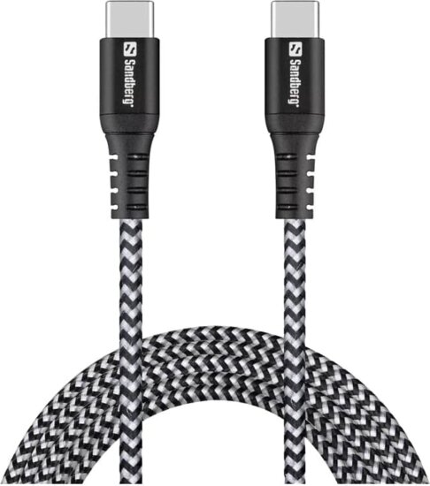 Sandberg 441-67 Survivor USB-C Apa - USB-C Apa Adat és töltőkábel 100 Watt 2m - Fekete