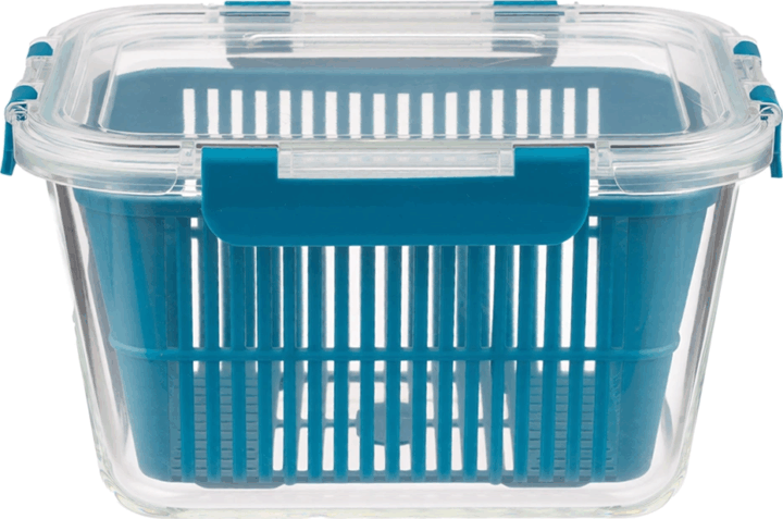 TOO-KT-615 Üveg ételtároló Szilikon fedéllel 1,8L - Átlátszó / Kék TOO-KT-615 Üveg ételtároló Szilikon fedéllel 1,8L - Átlátszó / Kék