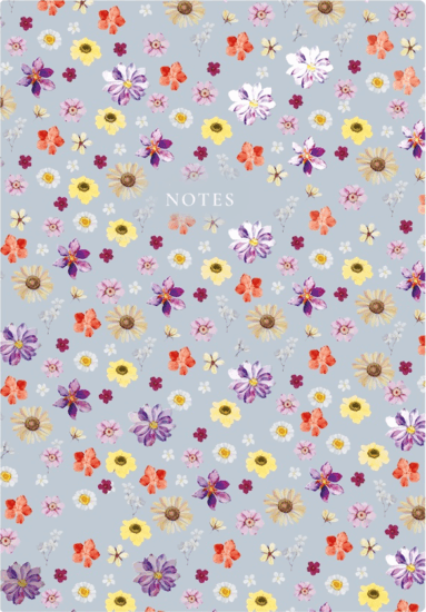 Kalendart C167N Flowers Blue A5 192 lapos Élfestett vonalas jegyzetfüzet - Mintás