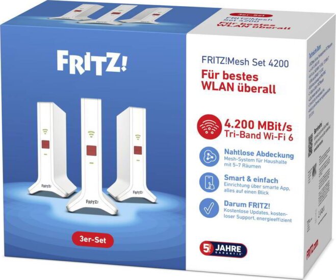 AVM FRITZ!Mesh Set 4200 Tri-Band Wi-Fi 6 Repeater Hálózati jelerősítő (3db / csomag)