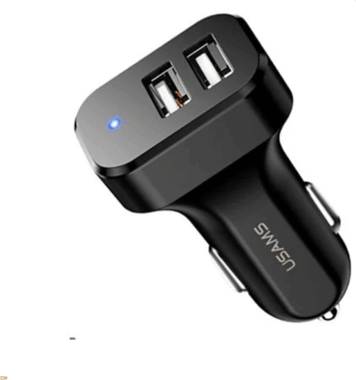 Usams CC87TC01 2x USB-A Autós töltő 14V - Fekete