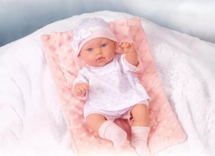 Puha játékbaba pink dobozban 33 cm Puha játékbaba pink dobozban 33 cm