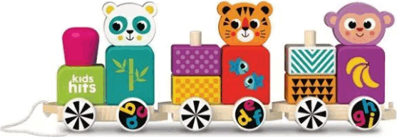 Kids Hits Fa vonat vidám állatokkal bébijáték Kids Hits Fa vonat vidám állatokkal bébijáték
