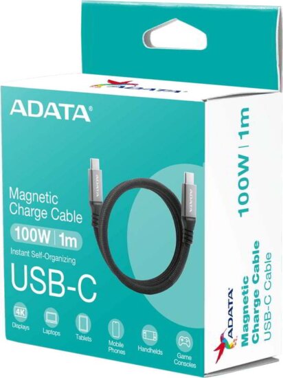 ADATA USB-C Apa - USB-C Apa 3.2 Adat és Töltőkábel 1m - Fekete