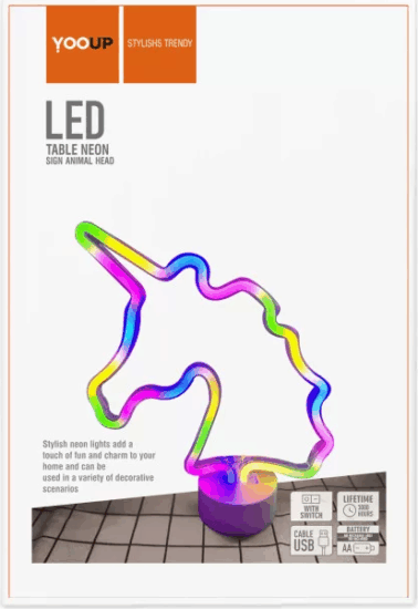 Yooup PM037920 LED Asztali neon dekor 24.5x8.5x28.5 cm - Unikornis