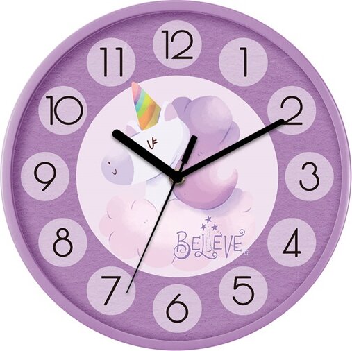 TOO CL-3152 Unikornis Mintás Falióra 30cm - Lila