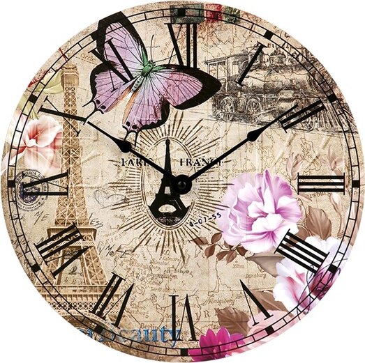 TOO CL-5625 Pillangó Mintás Falióra 25,4cm - Többszínű