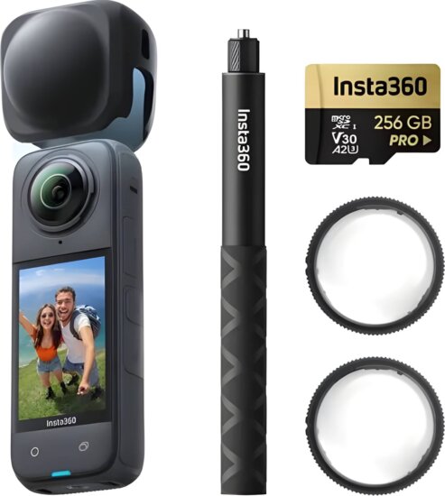 Insta360 X4 Akciókamera Explorer Combo Csomag - Fekete