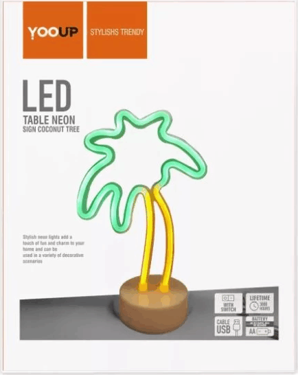 Yooup PM037917 LED Asztali neon dekor 18.5x8.5x29.5 cm - Pálmafa