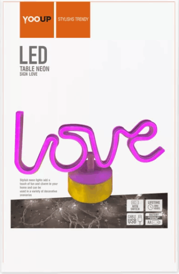 Yooup PM037926 LED Asztali neon dekor 27.5x8.5x14 cm - Love felirat