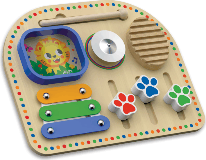 Kids Hits 4az 1ben Fa hangszer tábla bébijáték - Leo dallamai