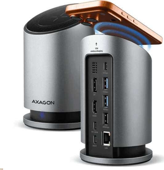 Axagon HMC-WL9 Multifunkciós 9-port USB-C HUB 100W (3xUSB-A + 3xUSB-C + RJ45 + HDMI + DP)