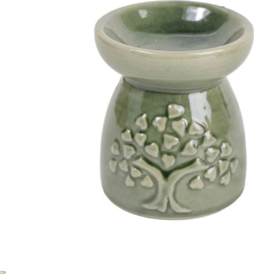 Iris 160673 Kerámia Mécses szív leveles fa mintával 6,7 x 8cm - Zöld