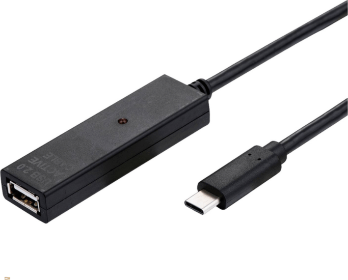 Value 12.99.1114 USB-A - USB-C 2.0 Hosszabító kábel 20m - Fekete