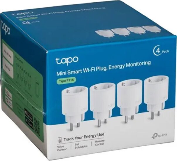 TP-Link Tapo P115 beltéri WiFi okosdugalj (4 darab) - Fehér