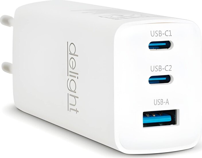 Delight 55042 USB-A + USB-C Hálózati Gyorstöltő Adapter 65W - Fehér Delight 55042 USB-A + USB-C Hálózati Gyorstöltő Adapter 65W - Fehér