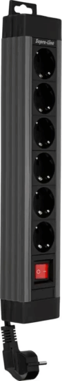 REV 220V Túlfeszültség védő elosztó 6 aljzatos 2,4m - Antracit szürke
