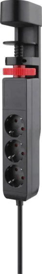 REV 0015728512 Asztalra fogatható Túlfeszültség védő elosztó 3 aljzatos 3m - Fekete
