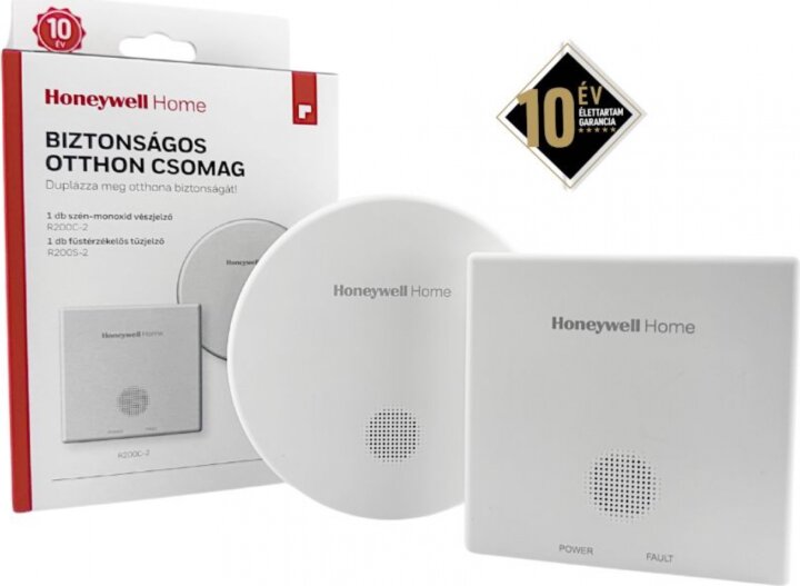 Honeywell Home R200C-2 Szén-monoxid érzékelő és R200S-2 Optikai füstérzékelő - Családi Csomag