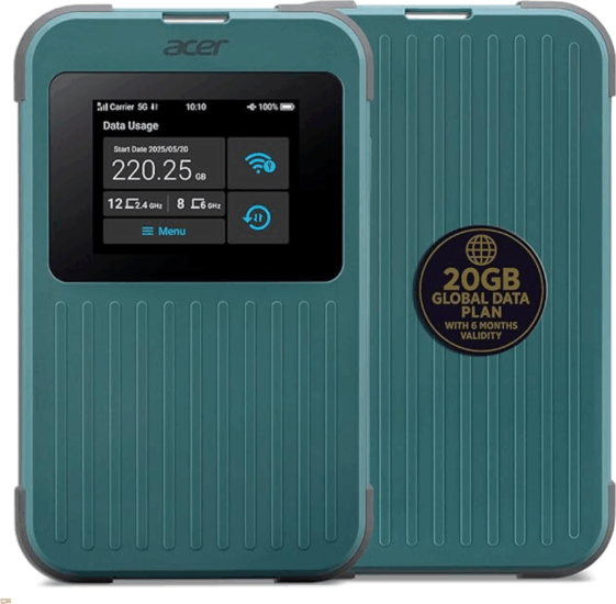 Acer Connect Enduro M4 Hordozható 5G + LTE Wifi6 + 20GB 8000mAh Router - Zöld