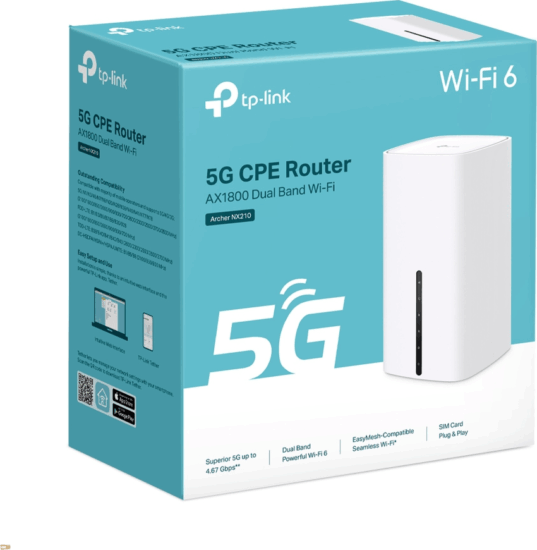 TP-Link Archer NX210 4G/5G LTE WiFi6 Router - Fehér