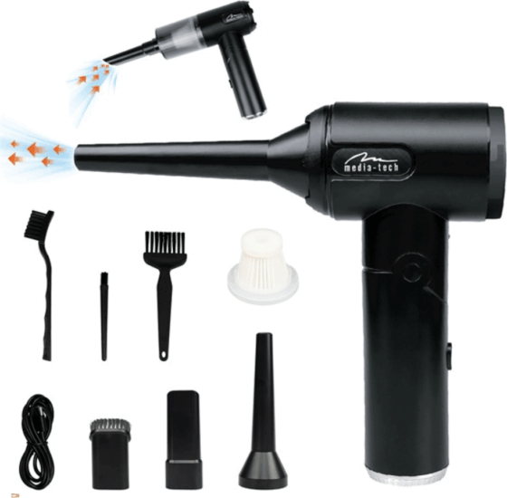 Media-Tech MT6538 Akkus Multifunkciós Légfúvó / Porszívó - Fekete