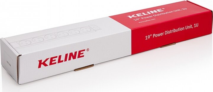 KELINE 19" Rack 8 aljzatos IEC C13 elosztópanel 1U 2,5m - Fekete