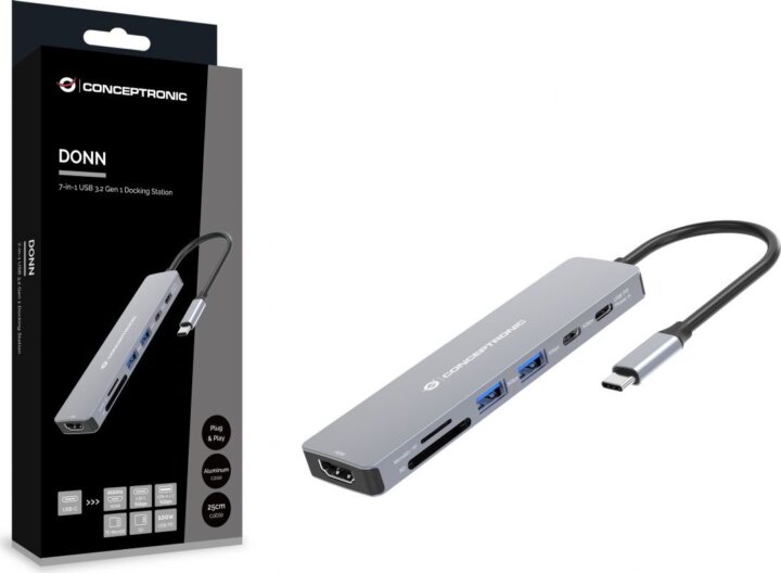 Conceptronic DONN28G 7-in-1 Univerzális USB-C Laptop Dokkoló Állomás