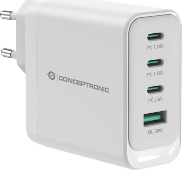 Conceptronic ALTHEA22W100 4-Port 100W GaN USB PD Gyorstöltő - Fehér
