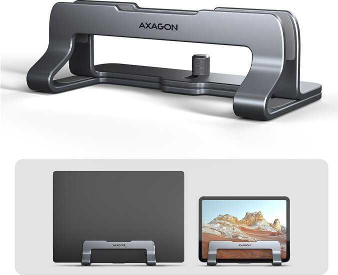 AXAGON STND-VG Függőleges Állítható Laptop és Tablet Állvány 17.3" - Szürke