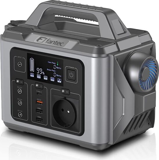 FANTEC PGS-300 Hordozható Power Station & Napelem Generátor 296 Wh - Fekete