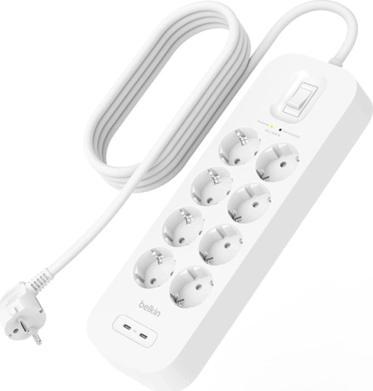 Belkin 250V Túlfeszültség védő elosztó 8 aljzatos 2m - Fehér