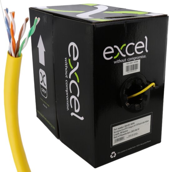 Excel 26AWG U/UTP Cat5e RJ45 Hálózati Kábel 305m - Sárga