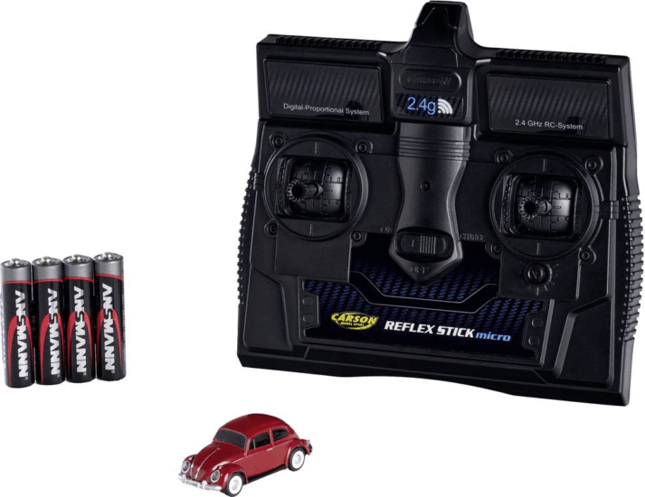 Carson RTR VW Bogár Beetle Távirányítós autó LED fénnyel 2,4G 1:87 - Piros