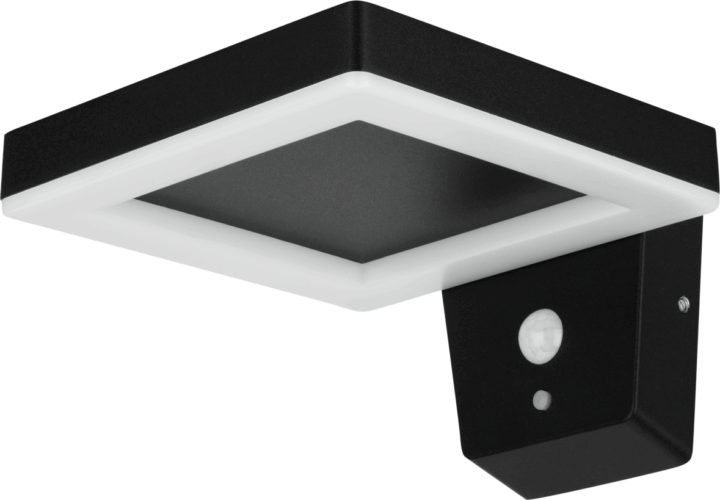 REV Napelemes LED kültéri fali lámpa mozgásérzékelővel - Fekete