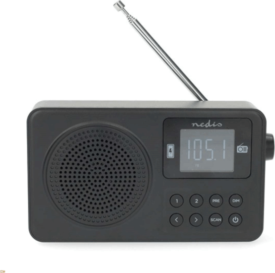 Nedis RDFM2225BK Hordozható Rádiós ébresztőóra Digitális kijelzővel - Fekete