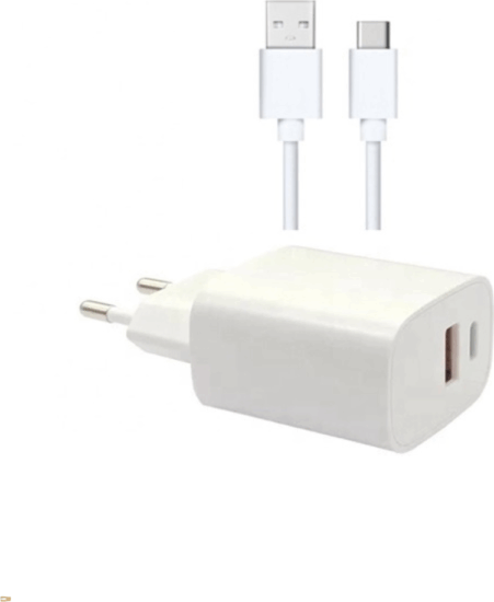 BlackBird USB-A / USB-C Hálózati Adapter 25W + Type-C kábel 1m - Fehér