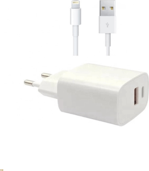 BlackBird USB-A / USB-C Hálózati Adapter 25W + Lightning kábel 1m - Fehér