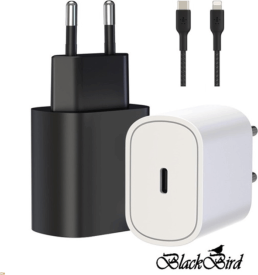 BlackBird USB-C Hálózati Adapter 20W + Lightning kábel 1m - Fekete