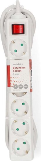 Nedis 230V Kapcsolós Hálózati elosztó 6 aljzatos 5m - Fehér