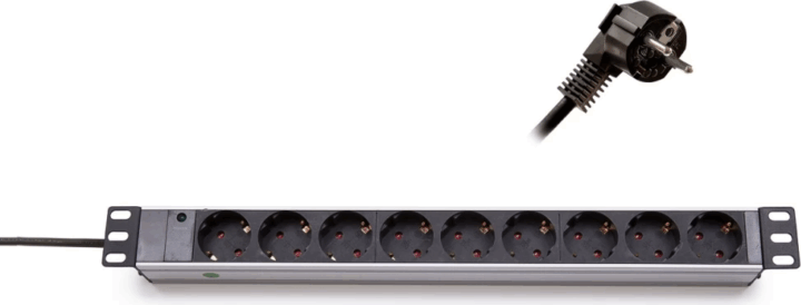 KELine 620S09A 19" Rack 9 Aljzatos Elosztó 2,3m - Fekete