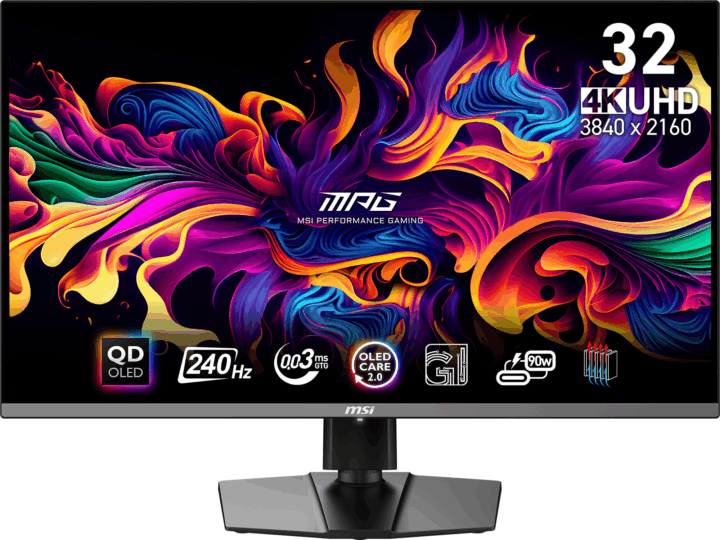 MSI MPG 31.5" 321URXDE 16:9 4K UHD QD-OLED Gaming Monitor - Fekete