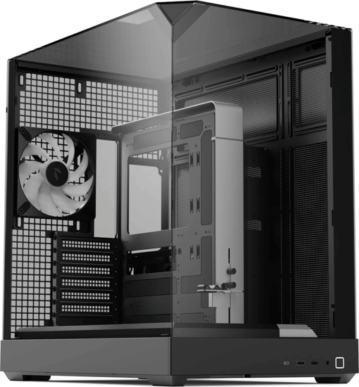 APNX V2 Midi Torony Számítógépház + 4db 410mm ventilátor - Fekete